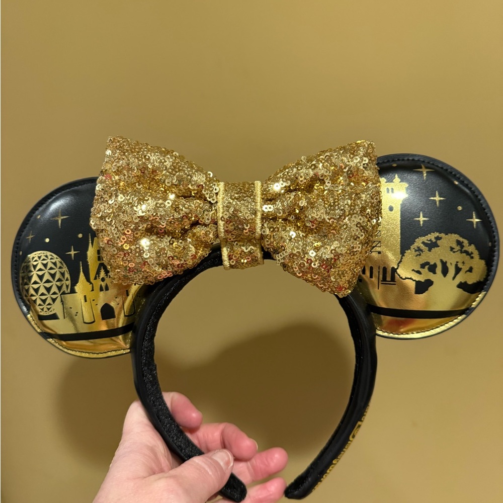 Walt Disney World Removable Gold Sequin Bow Minnie Ears